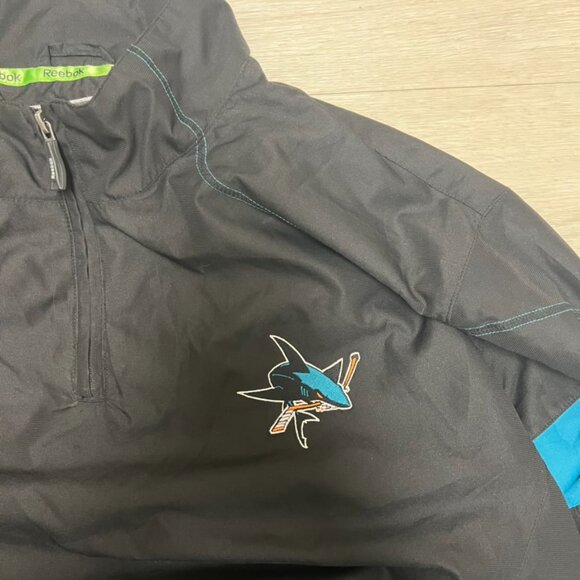 NHL Reebok Vintage Y2K San Jose Sharks Quarterzip Wind Breaker 2XL Black - Picture 3 of 9